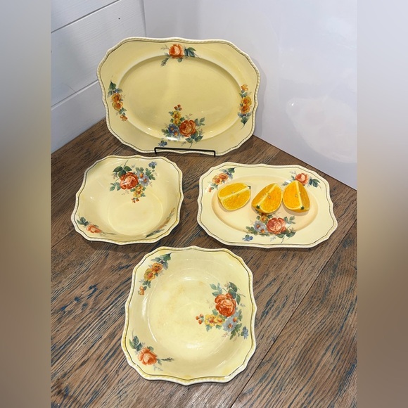 💛 STEUBENVILLE IVORY – 4-Piece Vintage Floral Dish Set - Picture 4 of 12